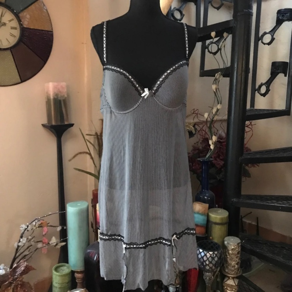 Black & White Striped Chemise Slip Plus Size 2X